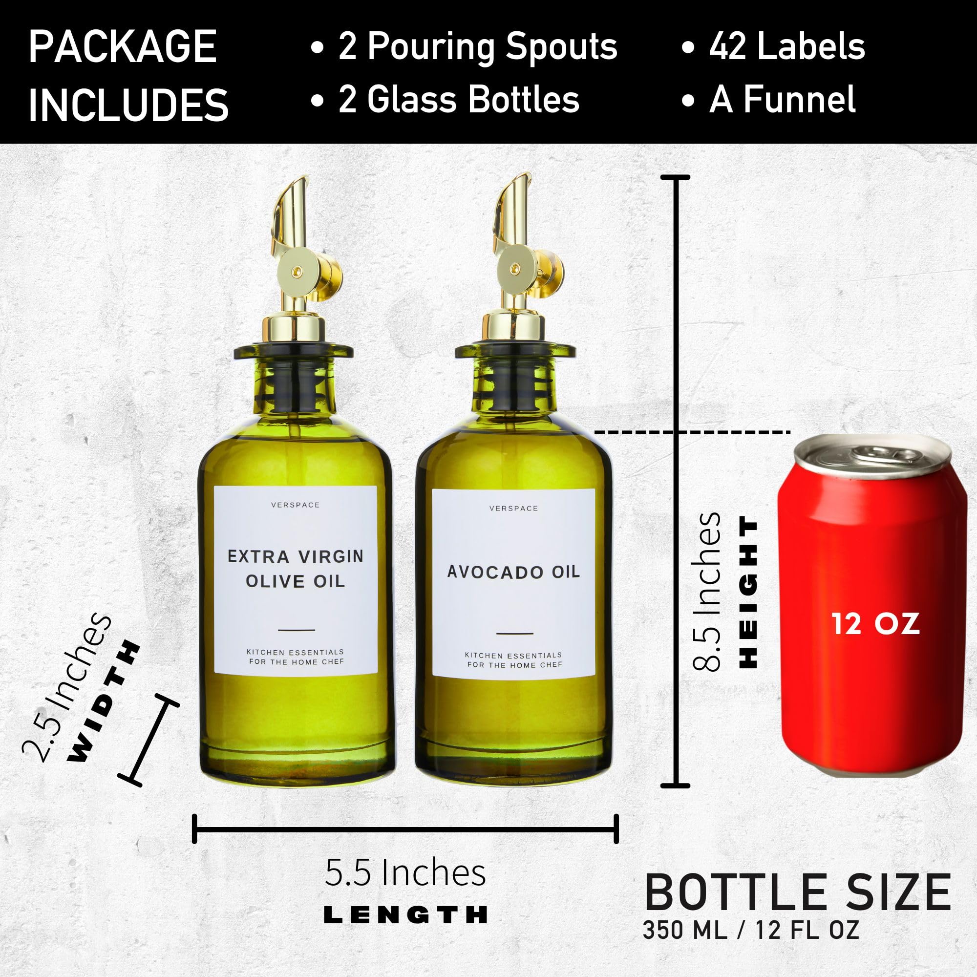 Verspace funnel and waterproof labels help organize oil storage