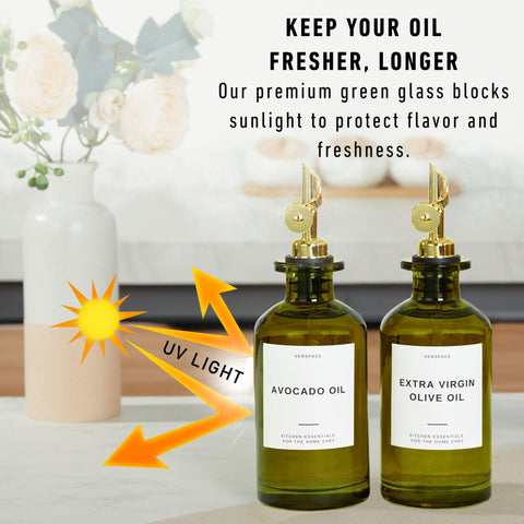 Verspace gold accent oil dispenser set adds elegance to modern countertops