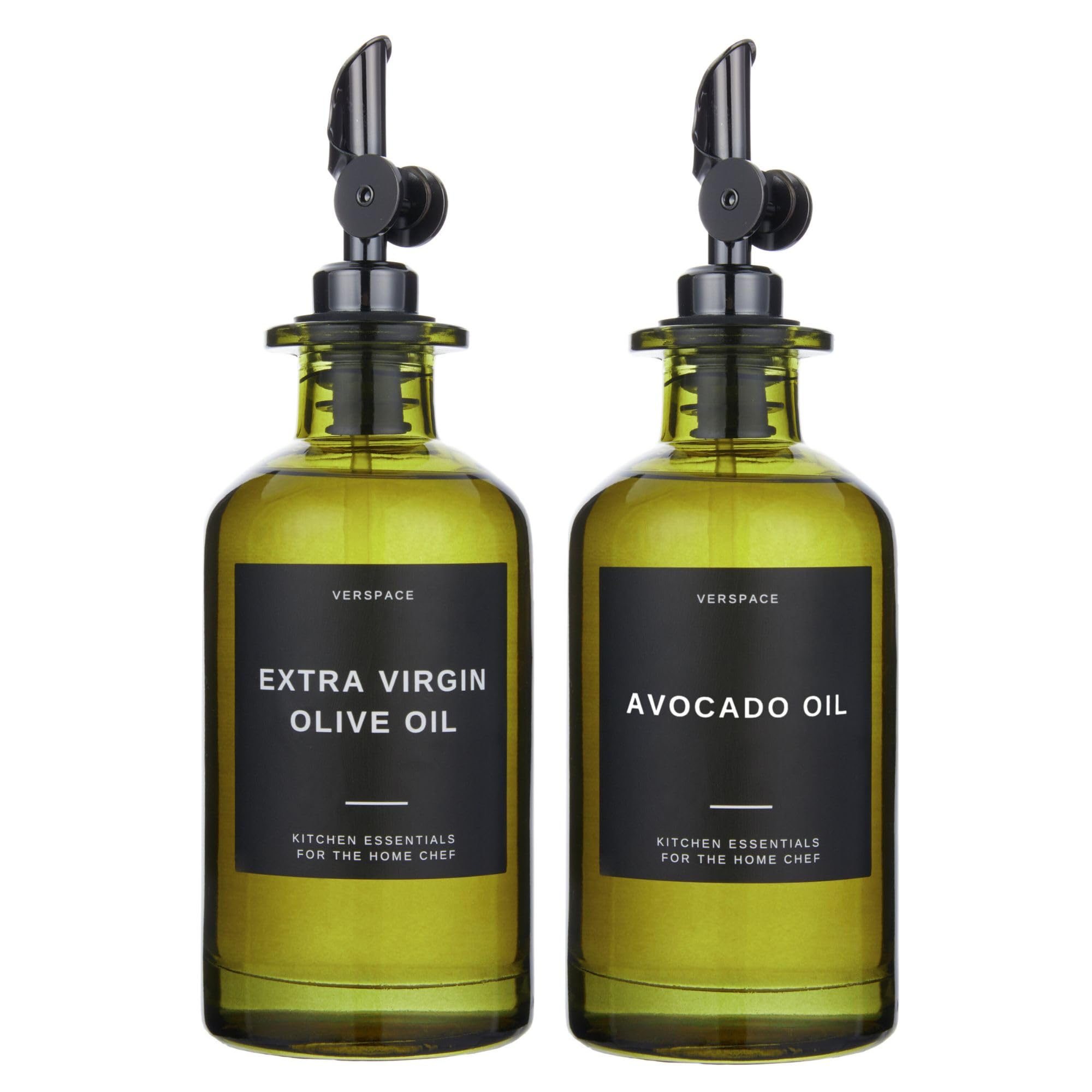 Verspace green glass olive oil dispenser bottles with UV protection keep flavors fresh.