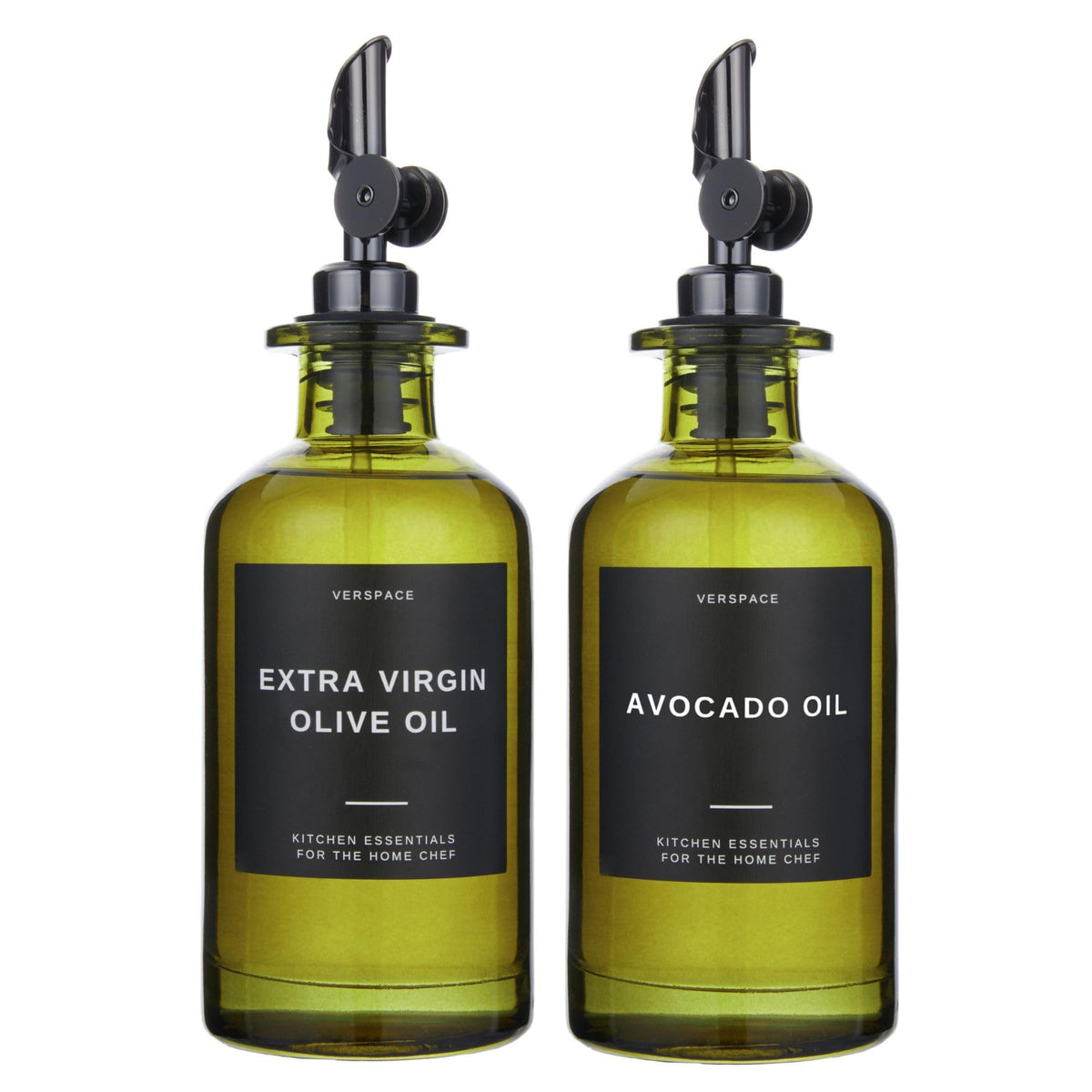 Verspace green glass olive oil dispenser bottles with UV protection keep flavors fresh.