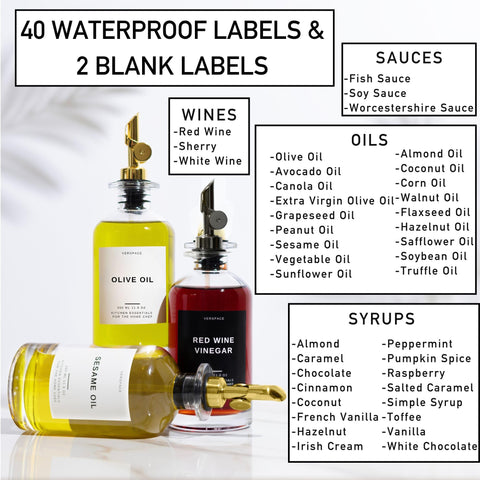 Verspace olive oil bottle provides a clear view of contents.