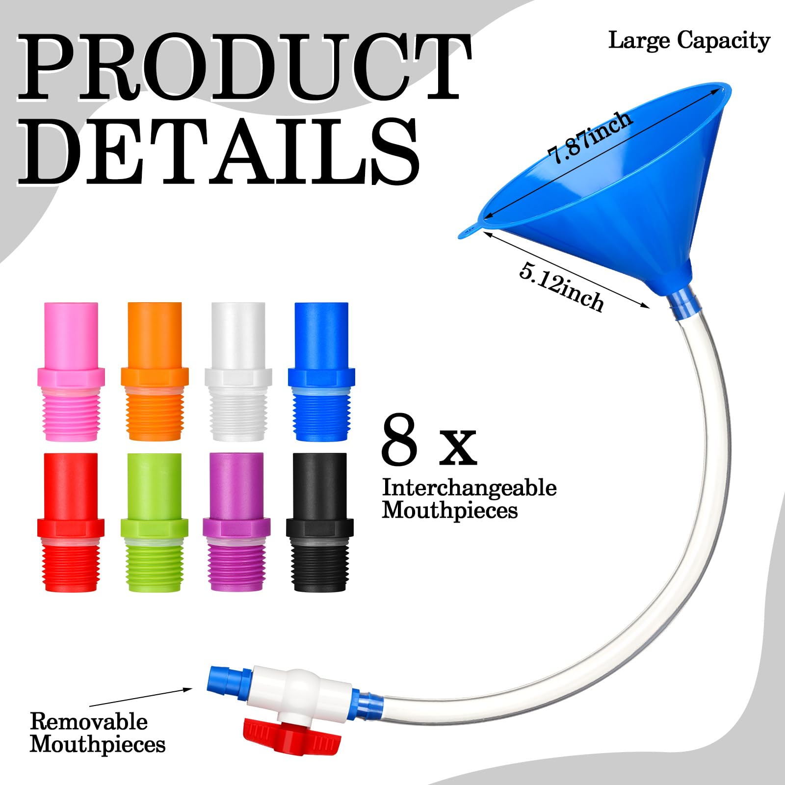 Vertintong beer bong funnel with valve provides controlled pouring for smooth rounds.