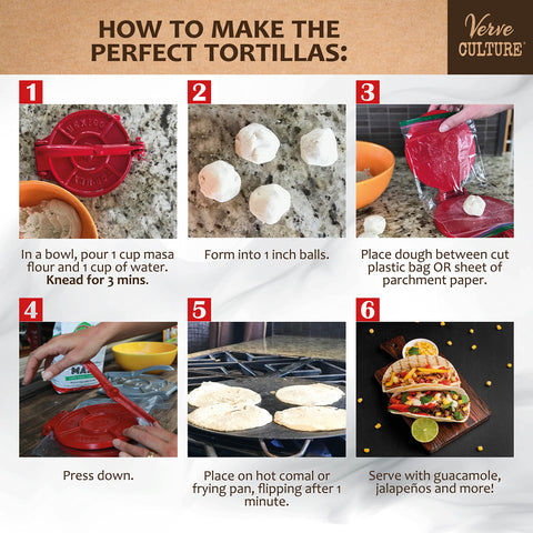 Verve CULTURE recipe booklet with history and tasty tortilla ideas.