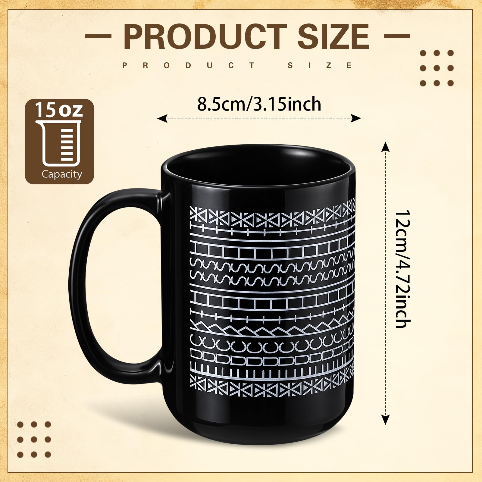 Vesici 15oz ceramic mug with durable walls for daily use.