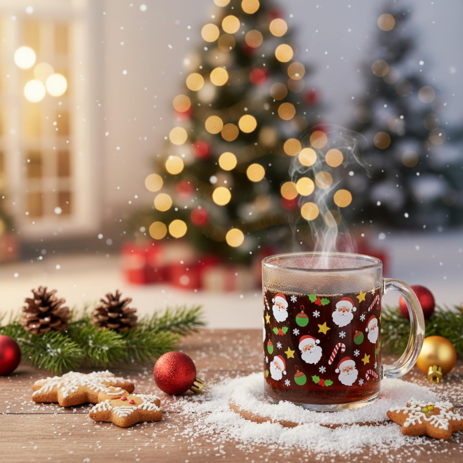 Vesici Christmas mug set arranged for a holiday party