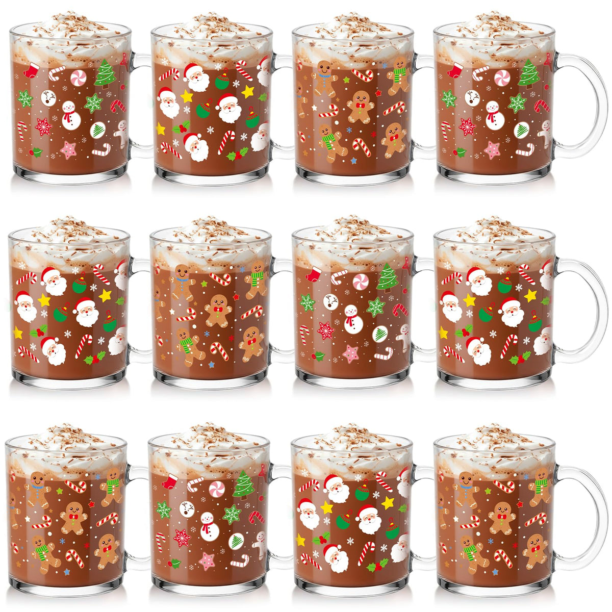 Vesici Santa design glass mug for festive coffee moments