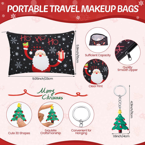 Vesici Christmas makeup bag with pattern, roomy for cosmetics on the go