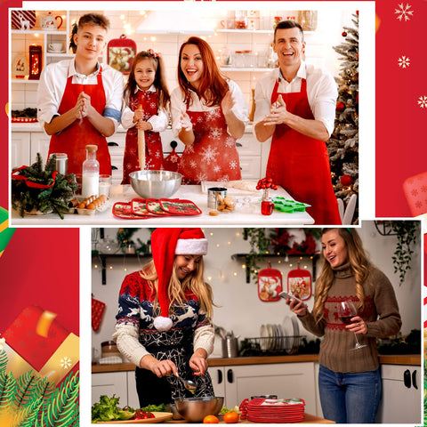Vesici colorful Christmas kitchen mitts brighten your baking and grip.