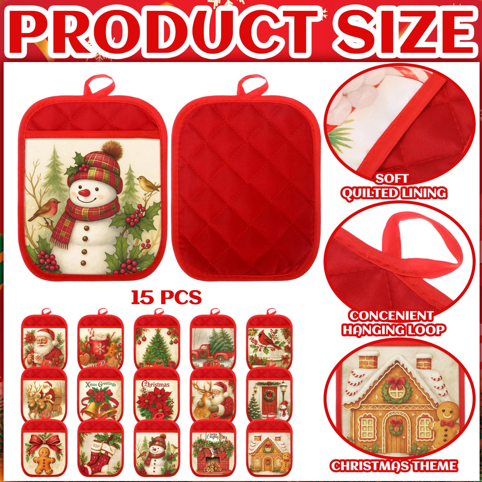 Vesici gingerbread-pattern pot holder adds festive charm and heat protection.