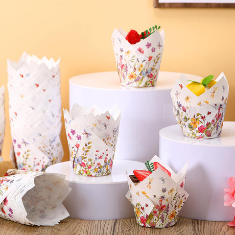 Vesici tulip liners in use, delivering bakery-quality cupcakes