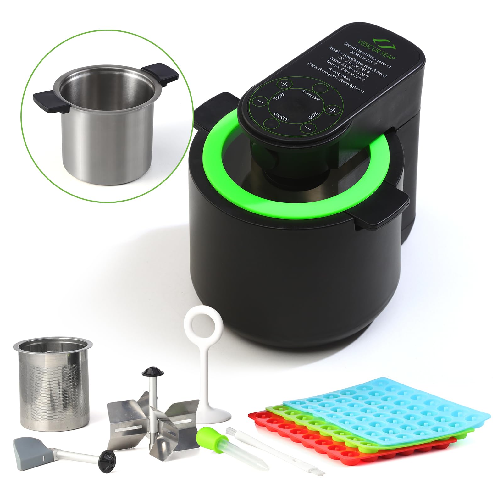 Vesicur Yeap Herbnifique decarboxylator with precise temperature control.