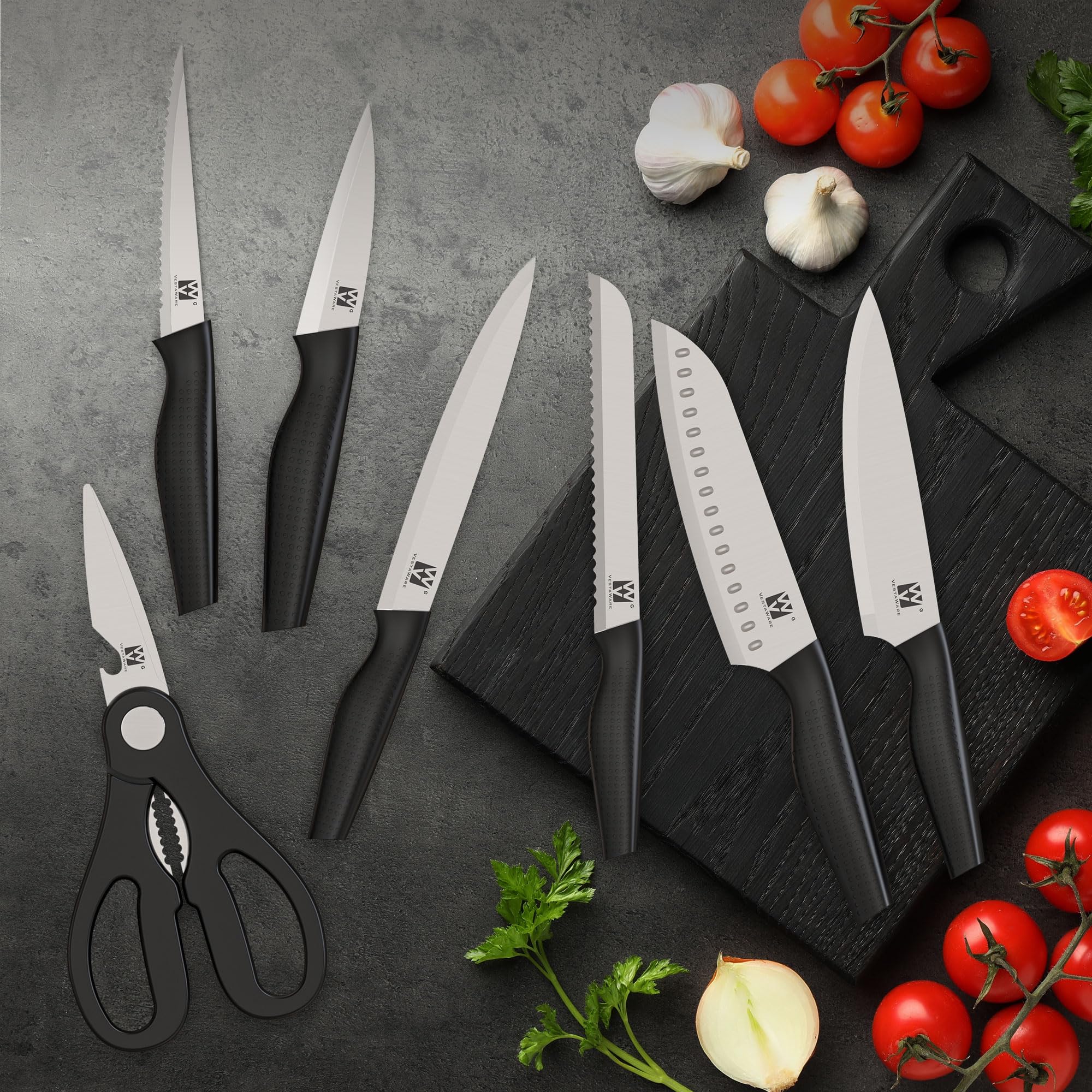 Vestaware kitchen scissors and block setup for versatile prep