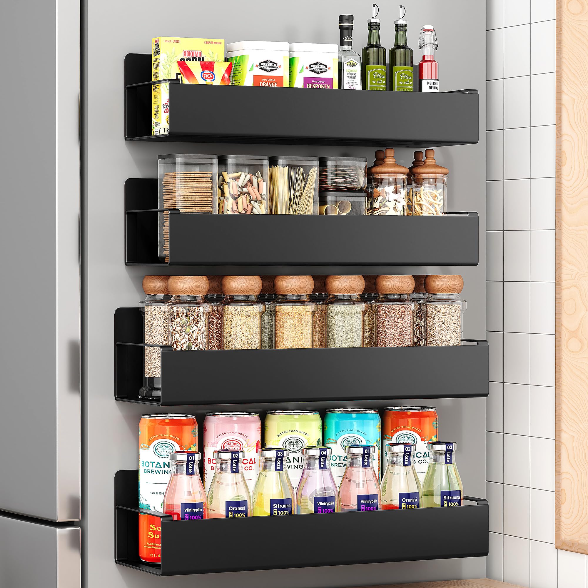 Vetacsion moveable fridge magnetic spice rack on fridge door keeps spices accessible
