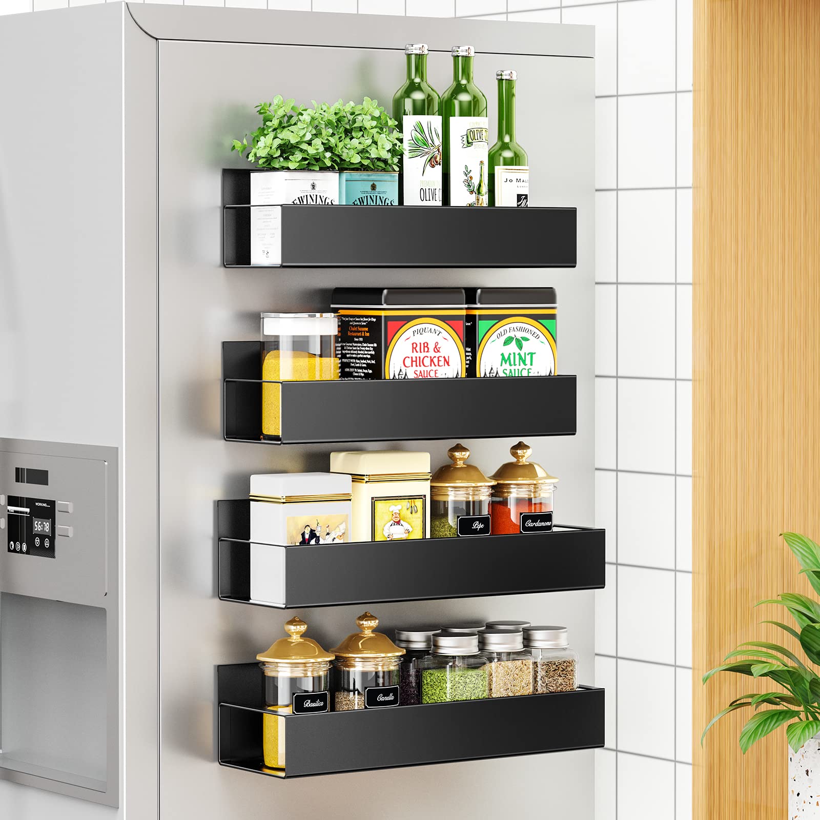 Vetacsion magnetic spice racks are easy to relocate as kitchen needs change