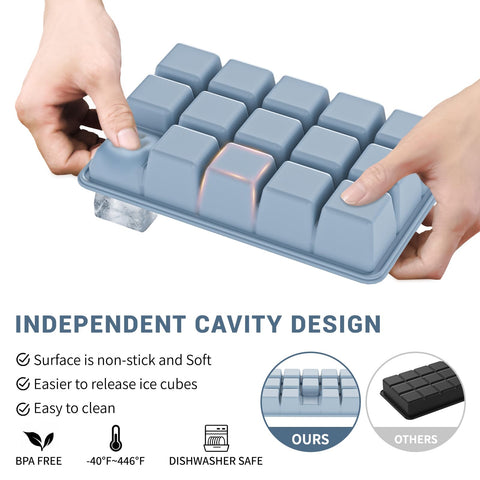 Vethwal silicone ice cube tray pink lid for smooth release and cleaning