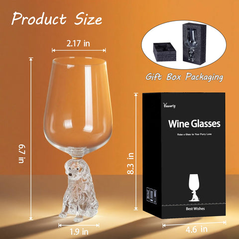 Veuverig Golden Retriever wine glass gift-ready packaging.