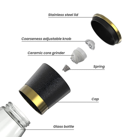 VEVOK CHEF grinder in use at the dining table for seasoning