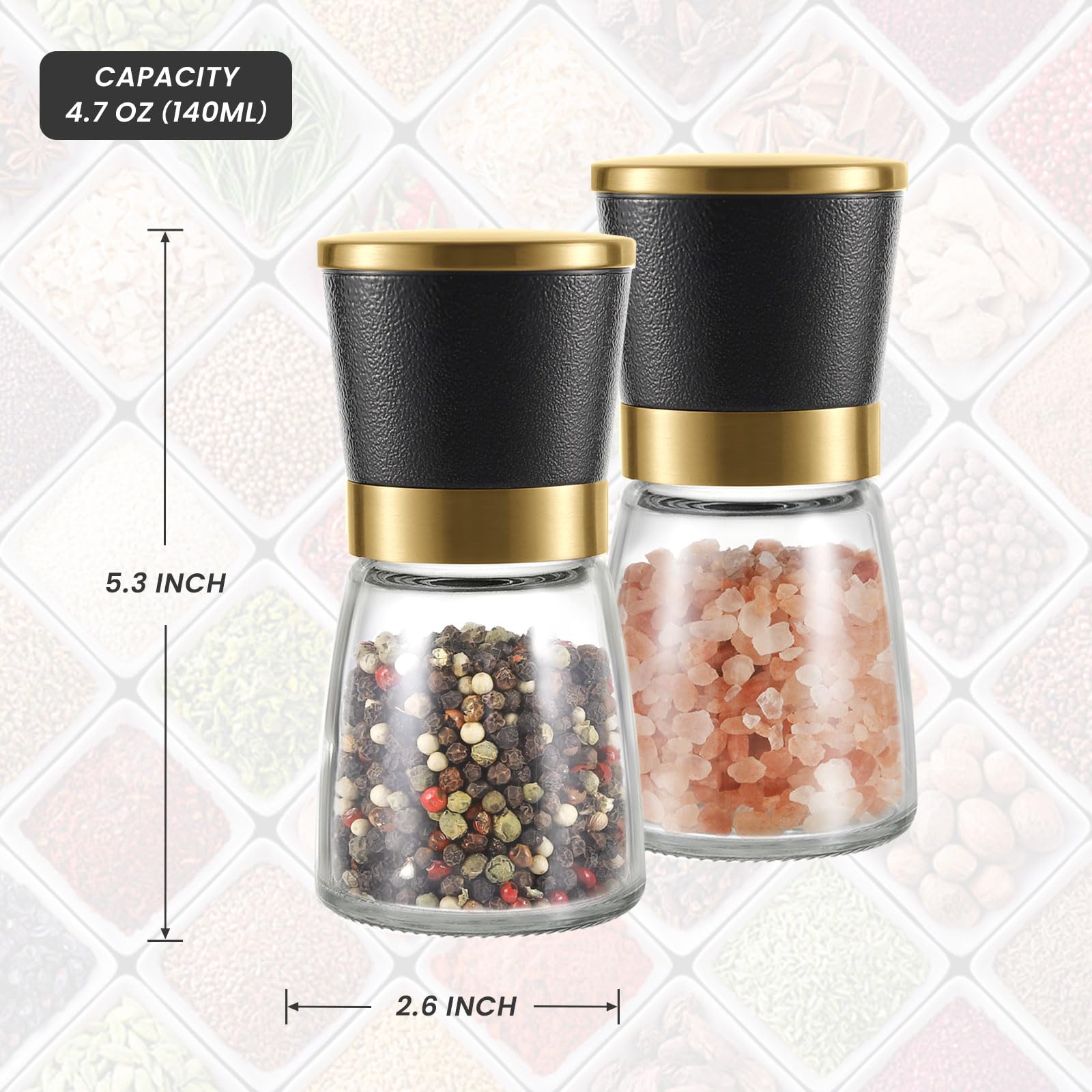 Sealed lid on VEVOK CHEF grinder protects contents from moisture and dust