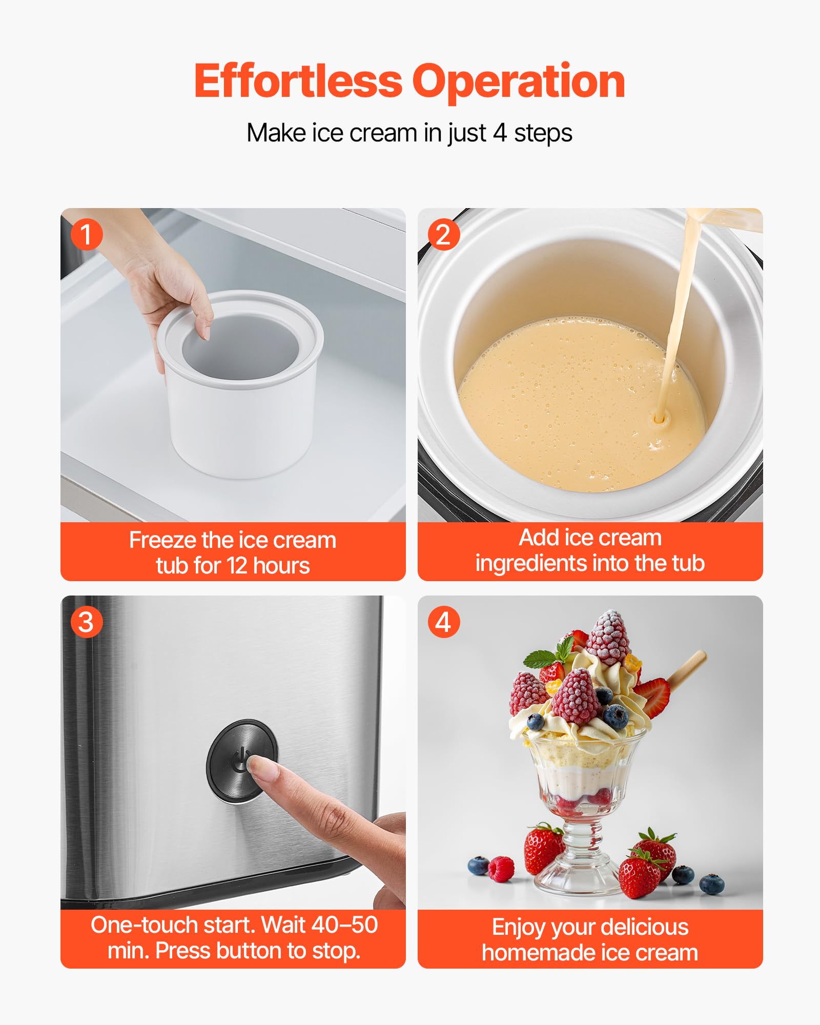 VEVOR stainless steel shell is durable and simple to wipe clean.