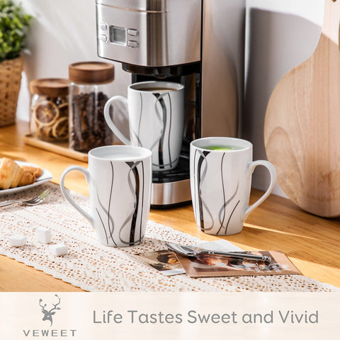 VEWEET Fiona 16oz mug set back view showing clean white glaze and sleek lines.