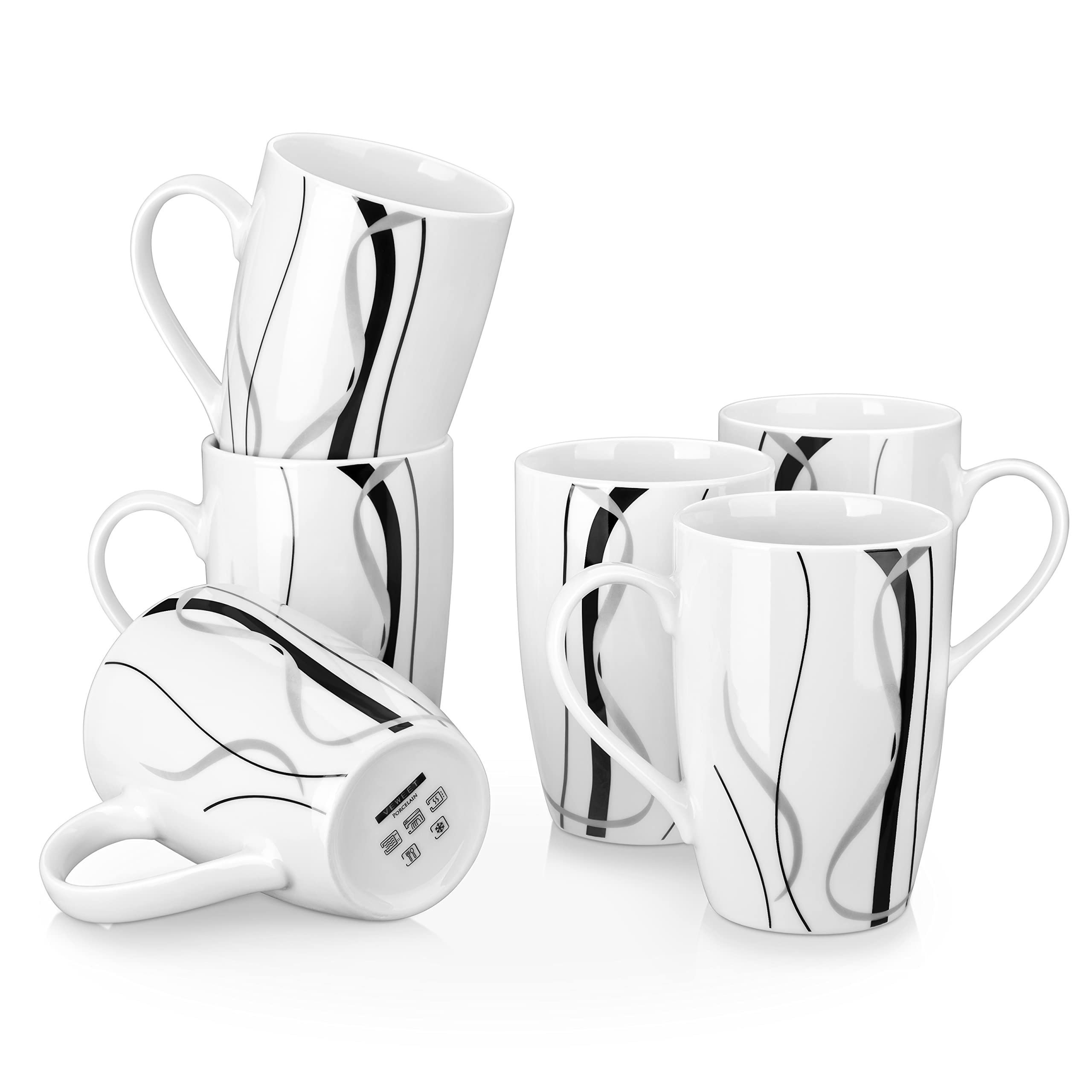 VEWEET Fiona 16oz mug set front view with large handle for comfortable daily coffee.