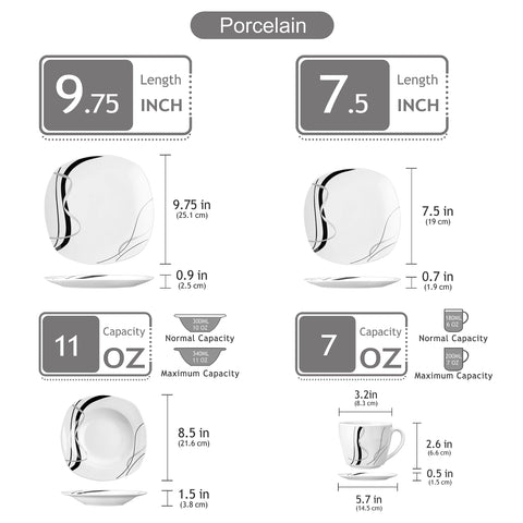 VEWEET Fiona dessert plate 7.5-inch, crisp white surface with subtle stripes for desserts.