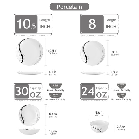 VEWEET Fiona dessert plates with ribbon accents for dessert service.