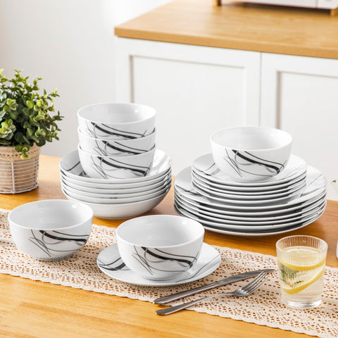 VEWEET Fiona microwave and dishwasher safe dinnerware for easy cleanup.