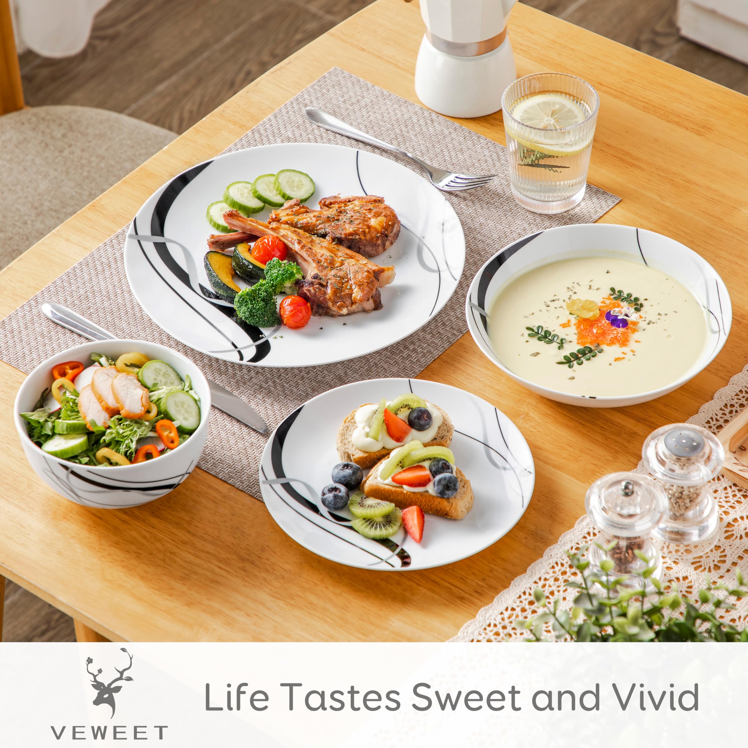 VEWEET Fiona pasta bowls ideal for family dinners and casual gatherings.