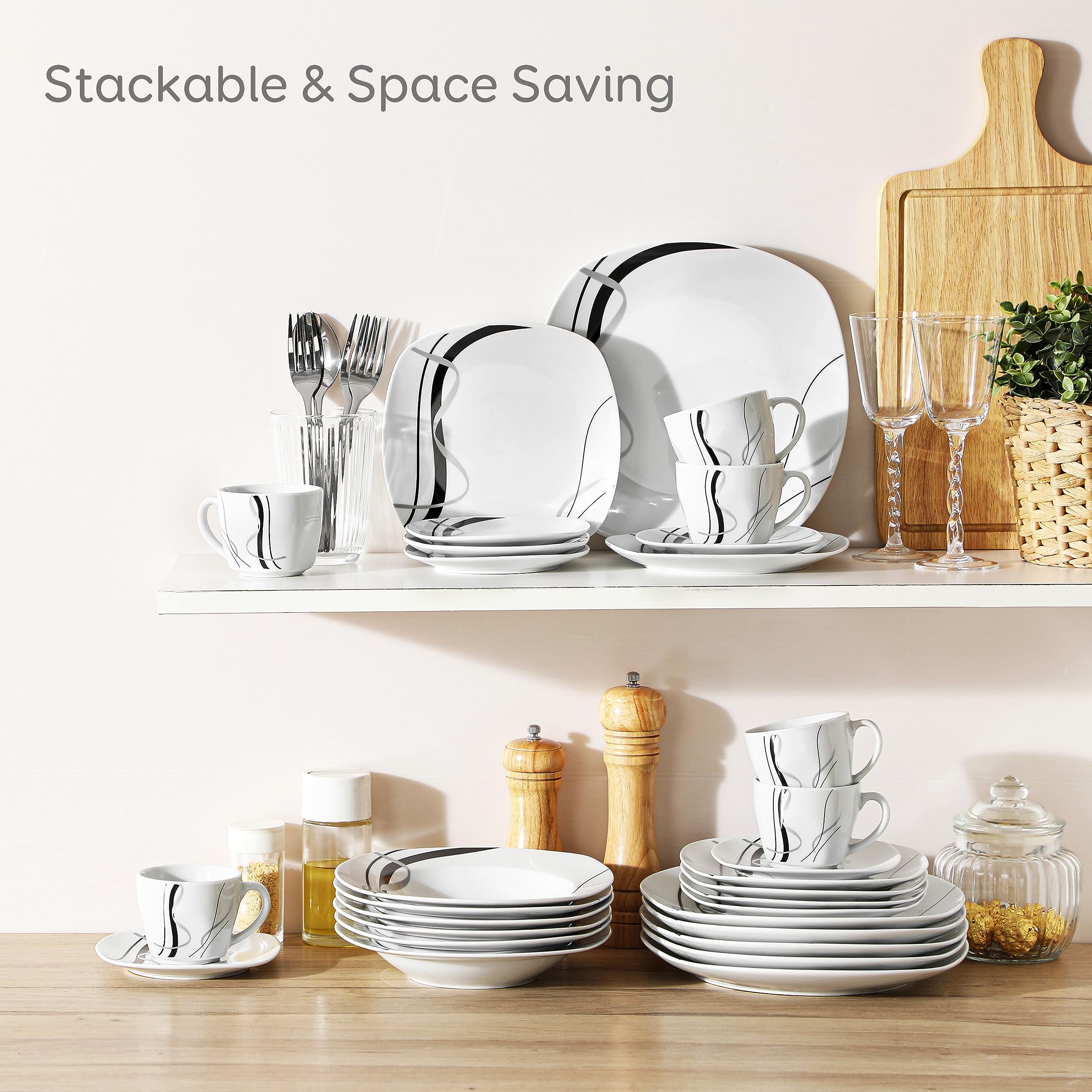 VEWEET Fiona table setting on a clean table, showcasing porcelain elegance for meals.