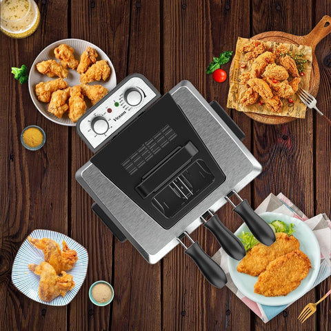 Vexon deep fryer stainless steel body offering durability and easy cleaning.