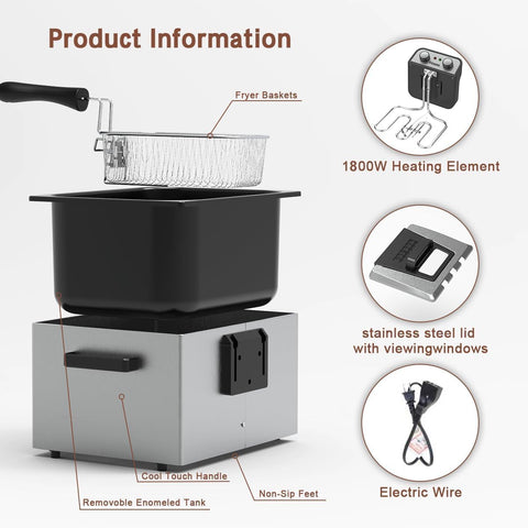 Vexon deep fryer with clear view lid to monitor browning without opening.