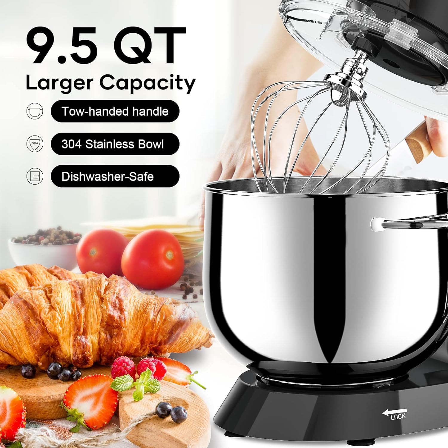 Vezzio dough hook attachment for even kneading and rich doughs
