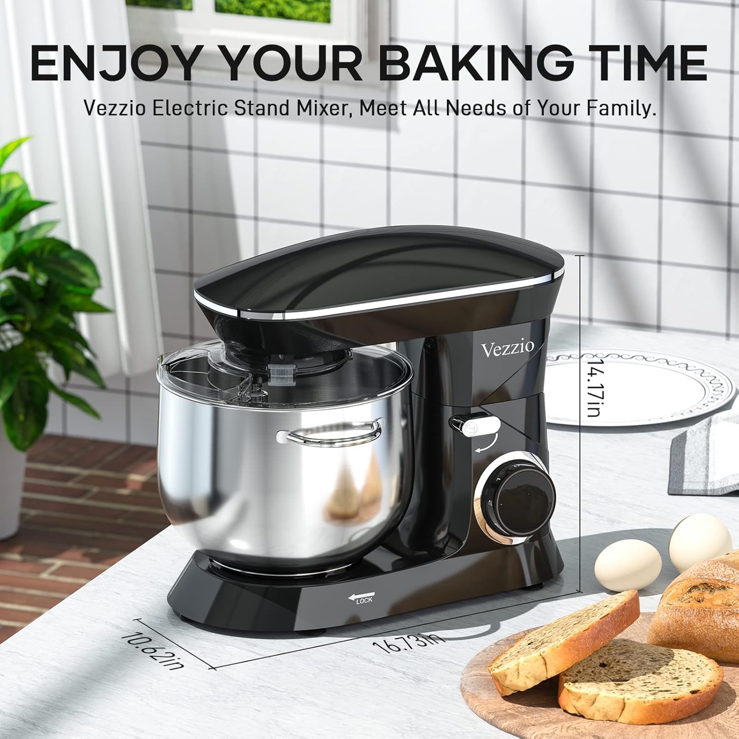 Vezzio stand mixer in use showing hands-on home baking