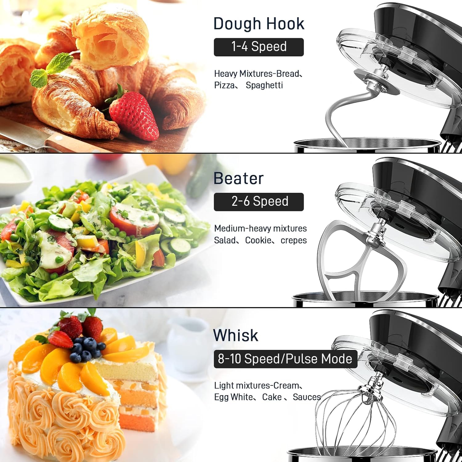 Vezzio tilt-head design for easy bowl attachment and visibility