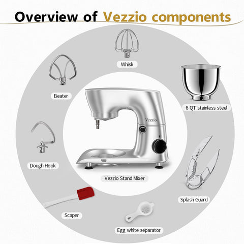 Vezzio tilt-head design enabling easy attachment changes and bowl access