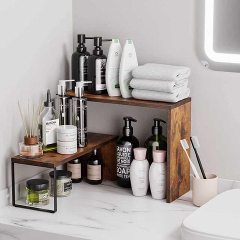 Vfelf bathroom countertop organizer keeps essentials tidy and accessible.