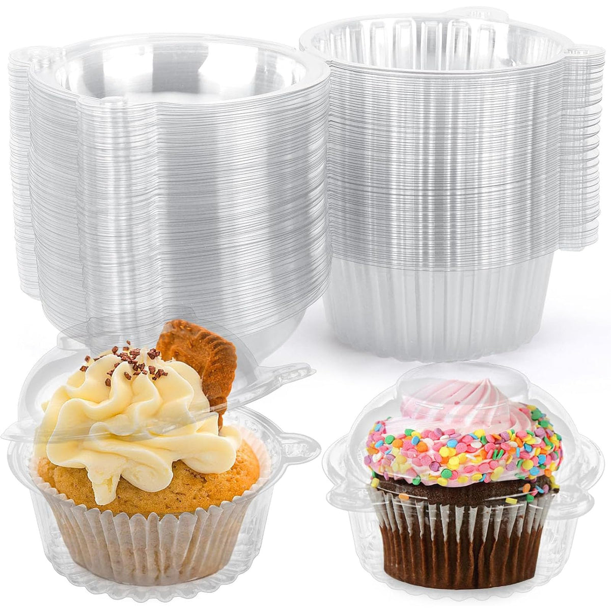 VGOODALL cupcake containers with lids showcase desserts clearly for events and reuse.