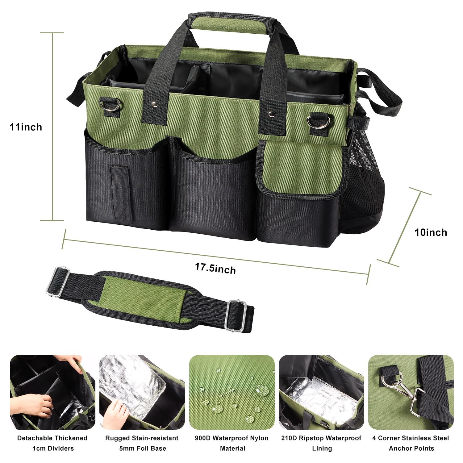 Viajero cleaning caddy with stainless steel fittings for stable load