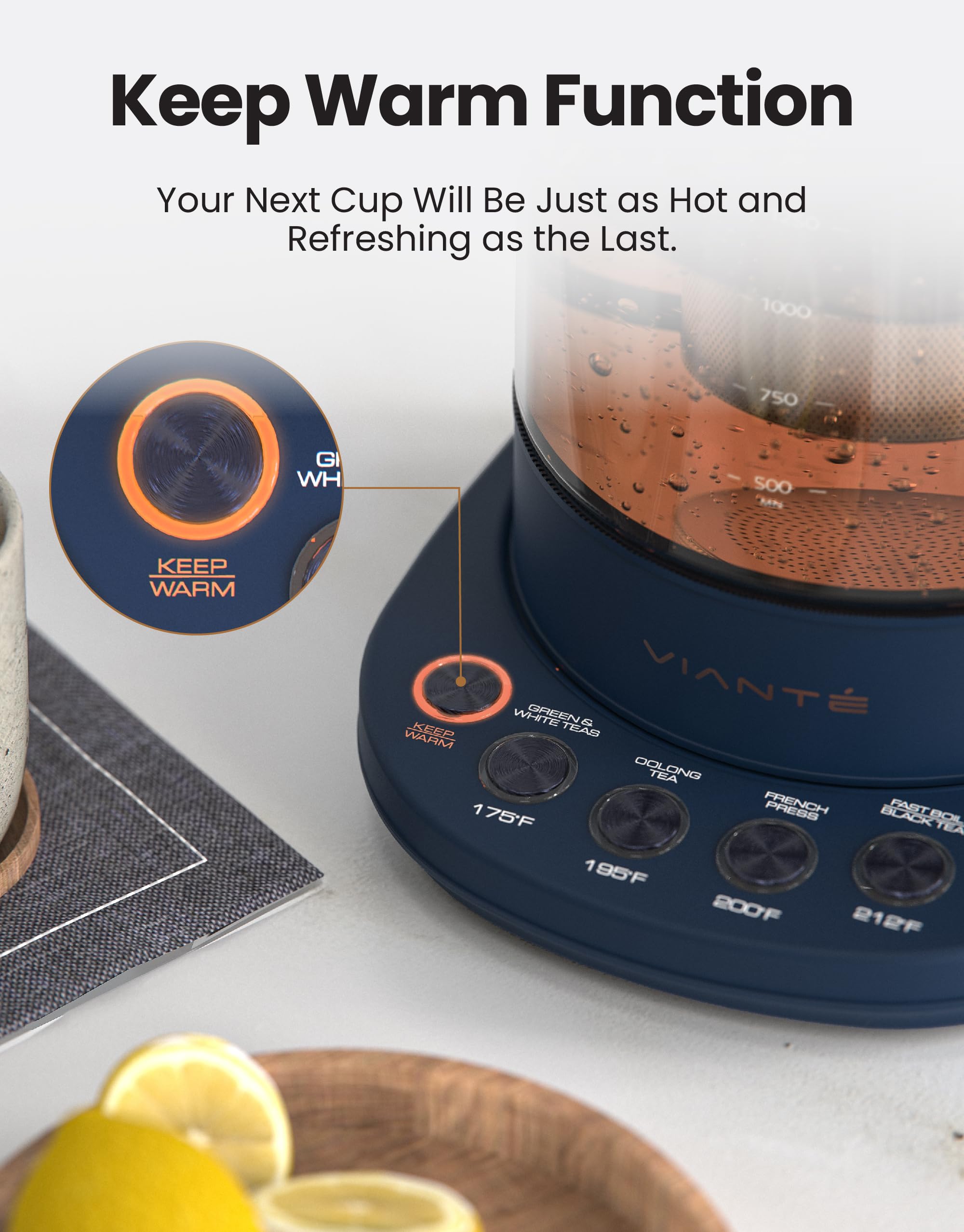 Vianté kettle for infuser doubles as an iced tea maker.