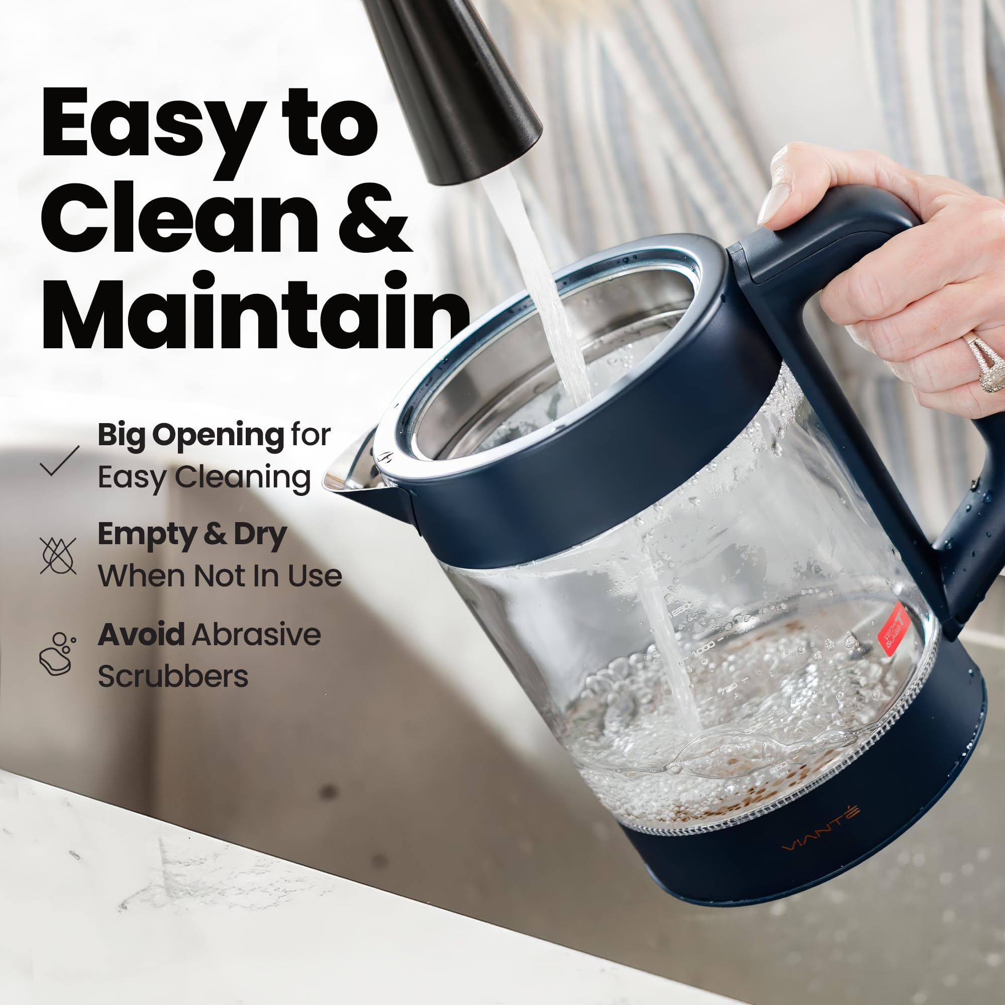 Vianté infuser-enabled design simplifies brewing bagged or loose tea for busy mornings.