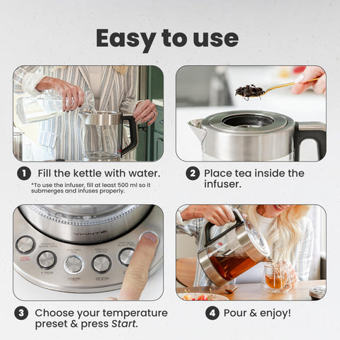 Vianté keep-warm function preserves temperature for up to 30 minutes.