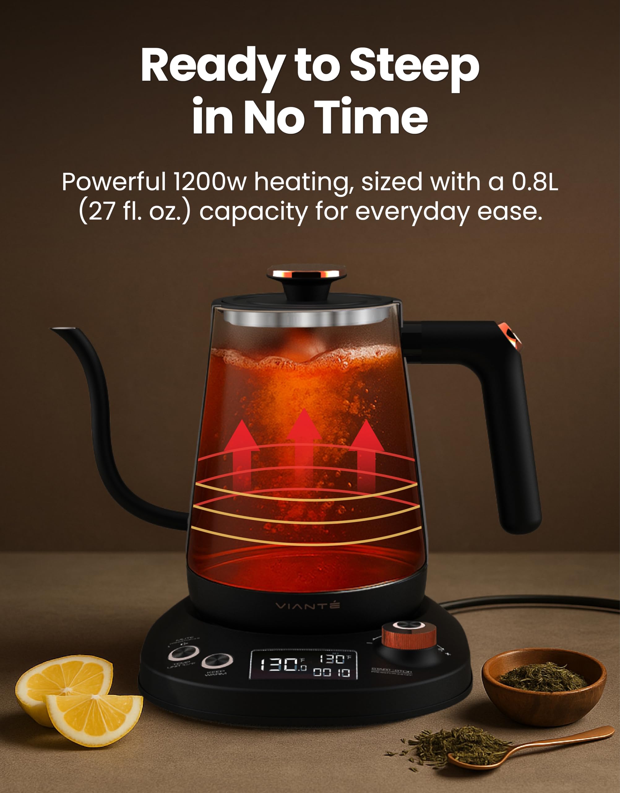 Vianté keep-warm function maintains heat for later cups