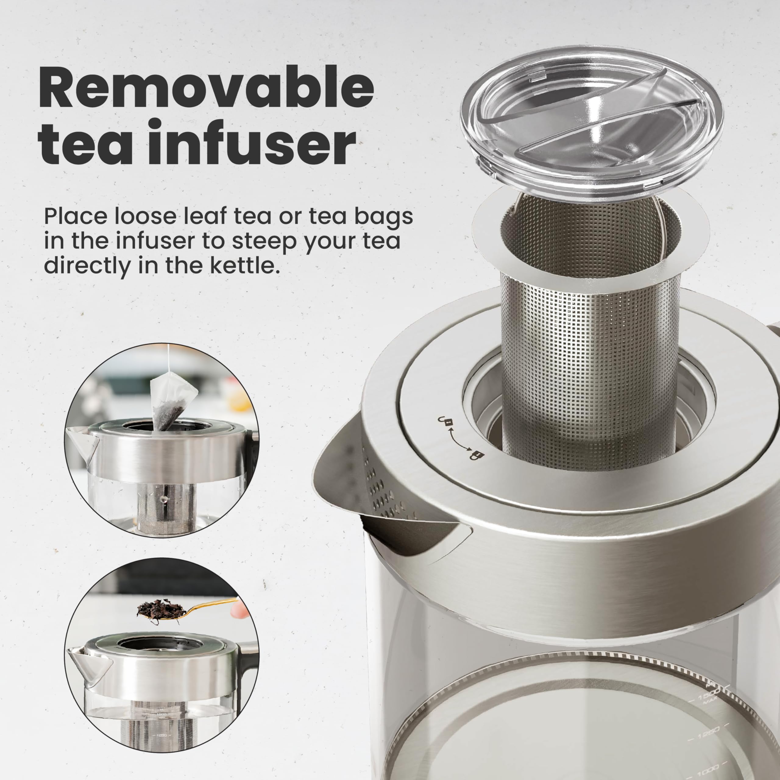 Vianté loose leaf infuser brewing flavorful tea on demand.
