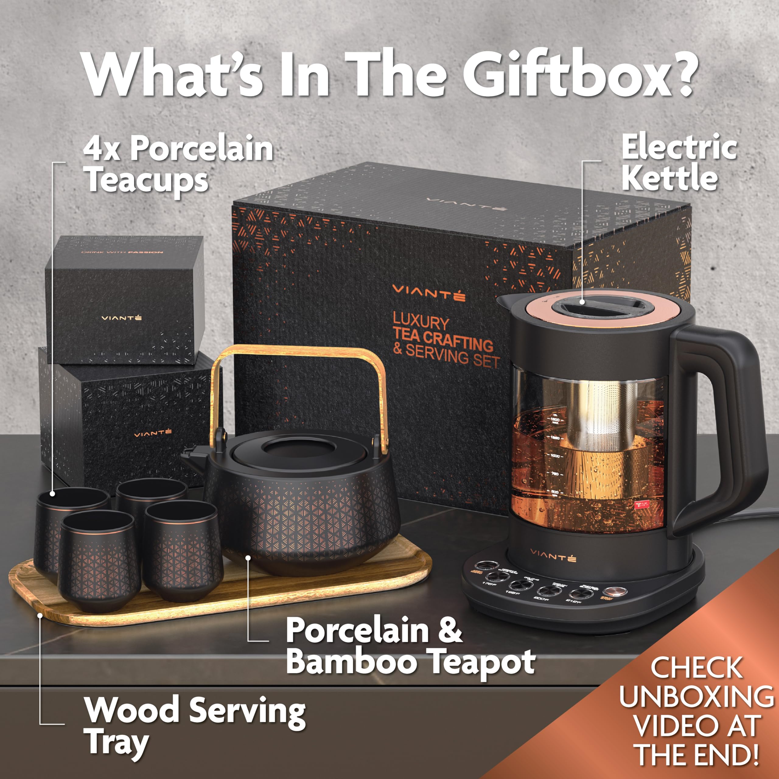 Vianté keep-warm feature maintains tea temperature for multiple cups