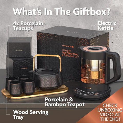 Vianté keep-warm feature maintains tea temperature for multiple cups
