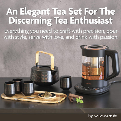 Vianté tea set with temperature presets for optimal brew