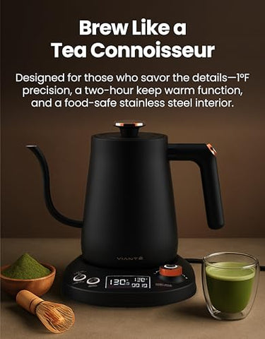 Vianté compact kettle with V60 filters included for pour-over