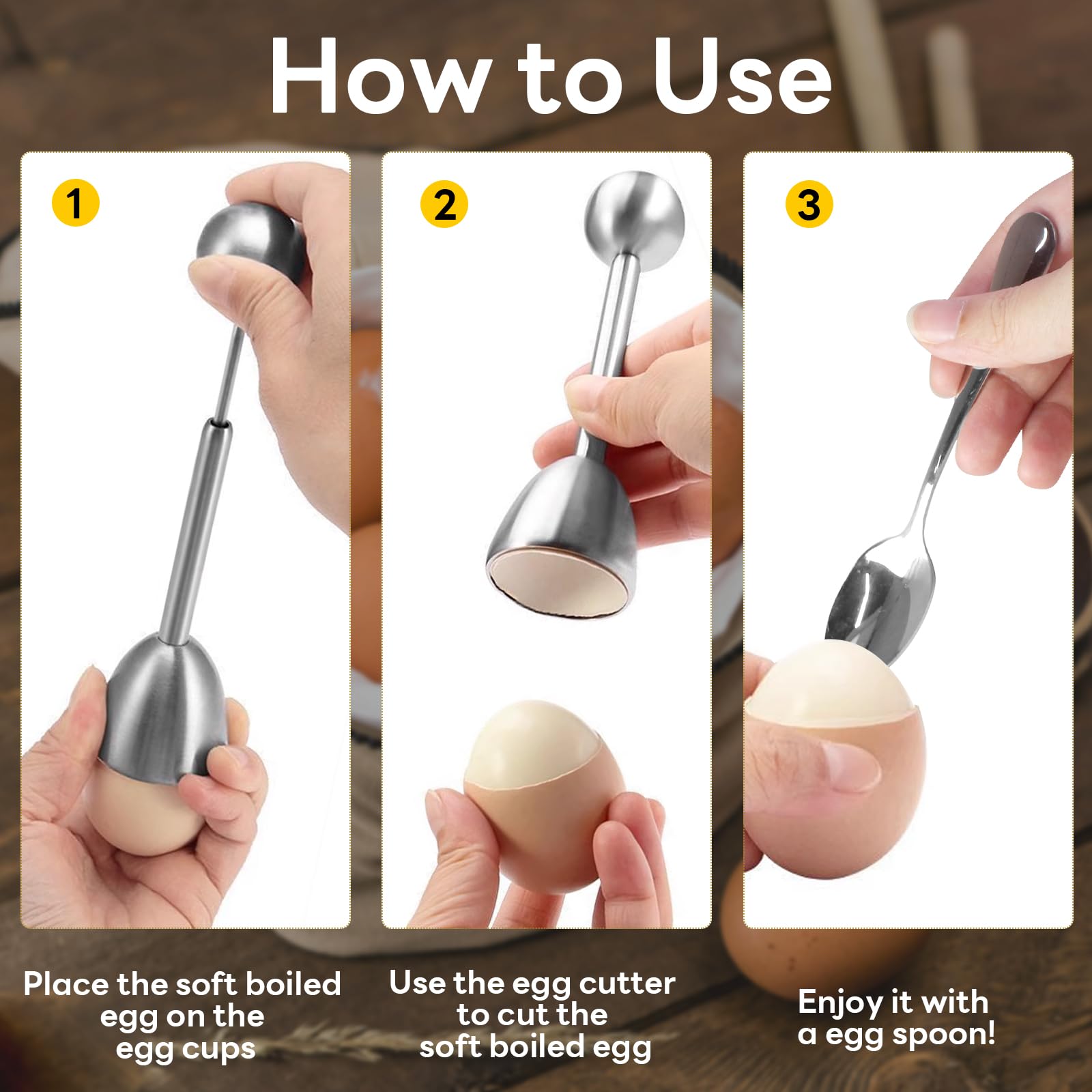 Vibedor egg cups double as dips and dessert bowls.