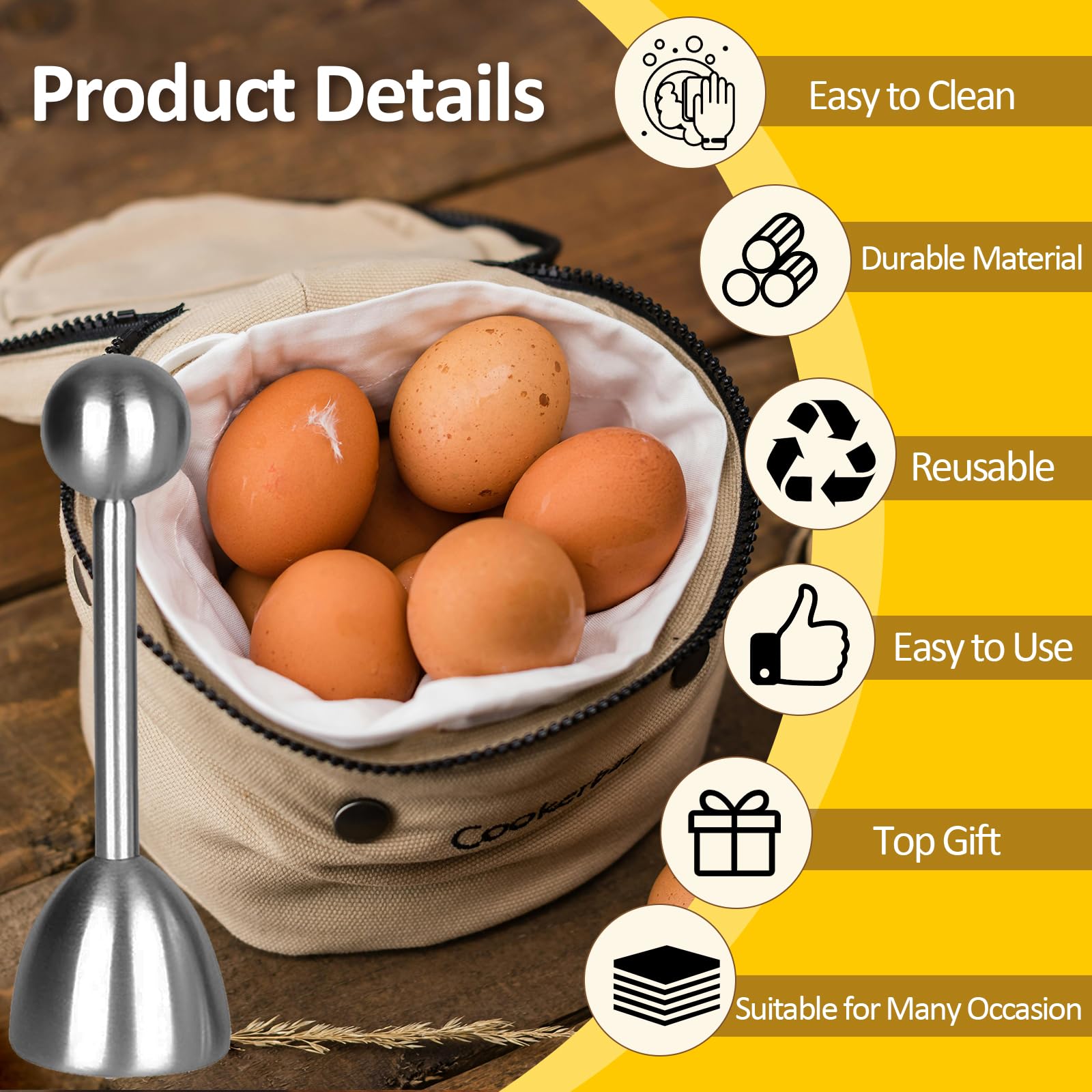 Vibedor white egg rack enhances clean, sophisticated table setting.